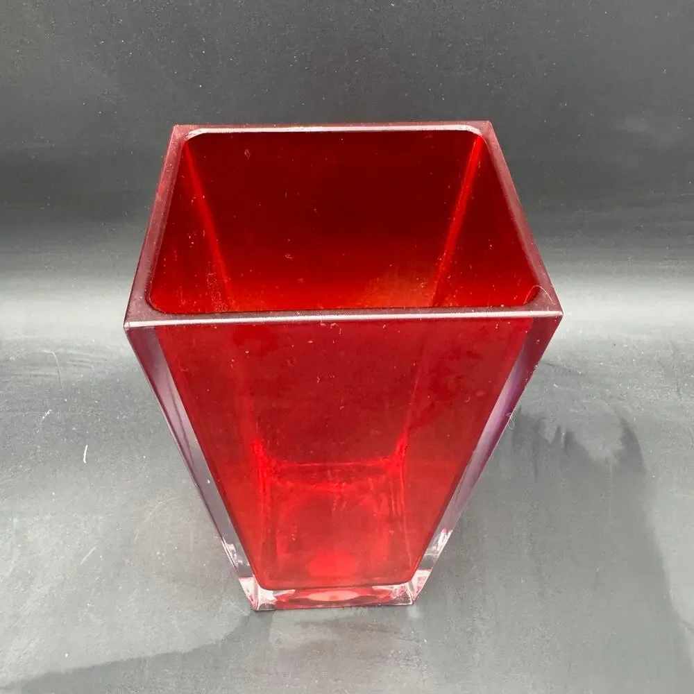 Vintage 24% Lead Crystal Ruby Red Vase 9.5